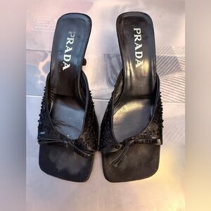 Prada Women's Black Beaded Heels